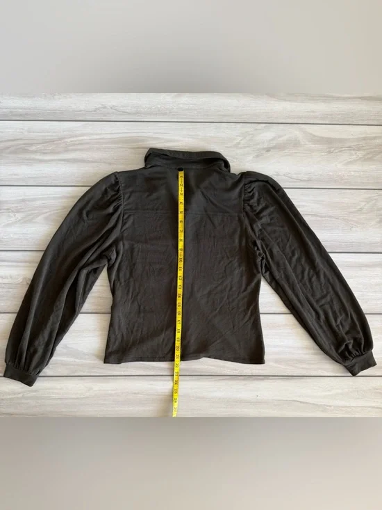 White House Black Market Button Up with Top Gold Buttons Green Medium EUC - Picture 2 of 6